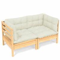 sofa de jardin de 2 plazas  sofa de exterior con cojines madera maciza pino crema
