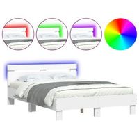 cama matrimonial  cama para adultos  estructura de cama con cabecero y luces led blanco 135x190 cm