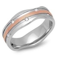 anillo chapado en oro acero inoxidable 7mm circonita