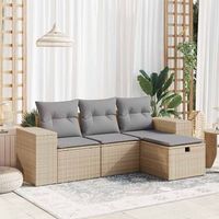 juego de sofas jardin con cojines 4 uds  juego de muebles de jardin ratan sintetico beige cfw62236