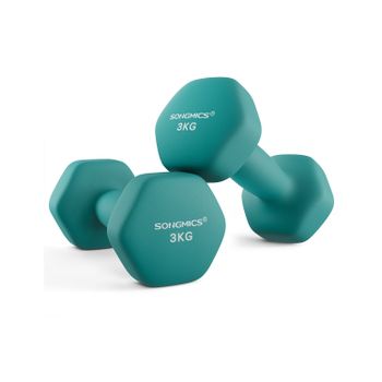 Mancuernas Hexagonales con Superficie de Vinilo para Fitness Ejercicio, Azul Turquesa / 2 x 3kg