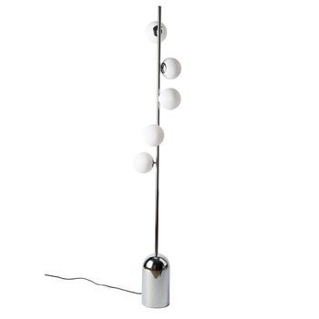 Lámpara De Pie Nórdica De Diseño Moderno En Metal Metalizado Con 5 Esferas Cristal, Casquillo G9 Led Máx. 9w