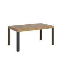 mesa extensible 80x160244 cm efecto madera roble natural hierro