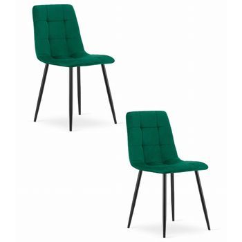 Set De 2 Silla De Comedor Terciopelo Valora Pira Asiento De Terciopelo Verde Oscuro
