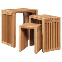 3 piezas mesa auxiliar  mesa de apoyo de jardin  mesa de exterior marron 33 x 445 x 51 cm
