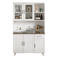 aparador alto - mueble para salon - tablero de particulas - blanco y marron 114x40x190cm