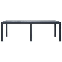 mesa de jardin  mesa de exterior de plastico aspecto ratan gris 220x90x72 cm