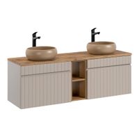mueble doble lavabo 140 cm 2 nichos tableros mdf y laminados cachemira