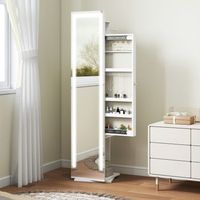 espejo joyero de mdf vidrio homcom 385x385x1725 cm blanco