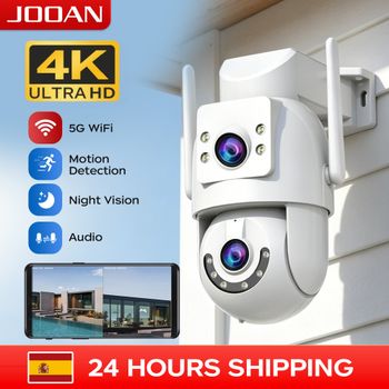Cámara PTZ Wifi 4K JOOAN para Exteriores, Pantalla Dual, Zoom Digital 5X, Detección de Movimiento, Visión Nocturna, CCTV, Vigilancia de Audio y Video