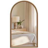 homcom espejo de pared 65x110 cm con marco de madera en forma de ventana espejo decorativo para salon dormitorio marron oscuro