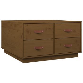 Mesa De Centro Madera Maciza De Pino Marrón Miel 80x80x45 Cm Vidaxl