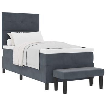 Cama Tipo Box Spring Gris Oscuro 200 X 80 Cm Terciopelo Vidaxl