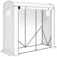 outsunny invernadero con ventanas de malla y puerta enrollable invernadero de lamina de acero 200x75x188 cm blanco   aosom espana