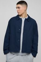 chaqueta harrington man oversize recta de raglan y sarga azul