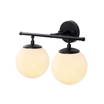 Lámpara De Pared Roe-10745 Crema Negro Metal Vidrio 36x24x16 Cm