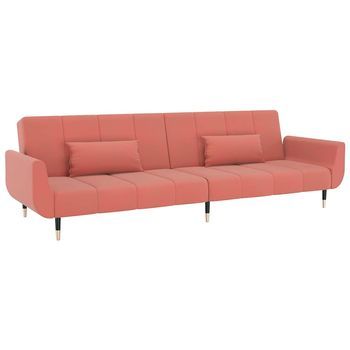 Sofá Cama De 2 Plazas Con Dos Cojines Terciopelo Rosa Vidaxl