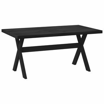 Mesa De Comedor Noain 160 Cm Madera De Pino Maciza Negro Vidaxl