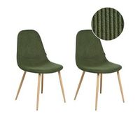 conjunto de 2 sillas de comedor asiento tapizado de pana con patas de hierro verde hilden