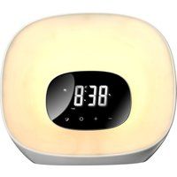 groov-e curve wake-up light with fm radio  clock - white white