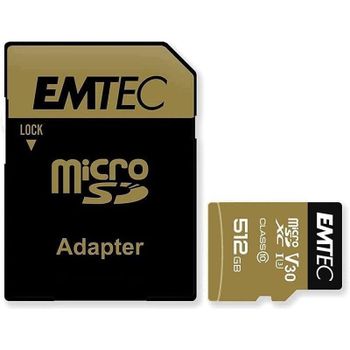Tarjeta MicroSD Emtec ECMSDM512GXC10SP 512GB UHS-I U3 V30 A2 con adaptador