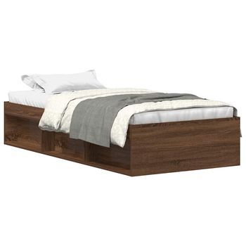 Cama Individual | Cama Para Adultos | Estructura De Cama Roble Marrón 90x190 Cm