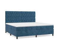 cama box spring con colchon terciopelo azul oscuro 200x200 cm diseno de botones