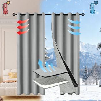 Cortina Térmica Aislante Y Cortavientos 2 En 1 Desmontable Para Invierno (132x213cm, Ojales)