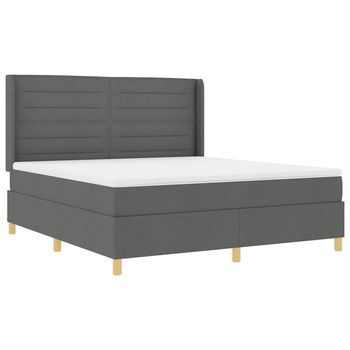 Cama Tipo Box Spring Con Tiras Led Gris 180 X 200 Cm Tela Vidaxl