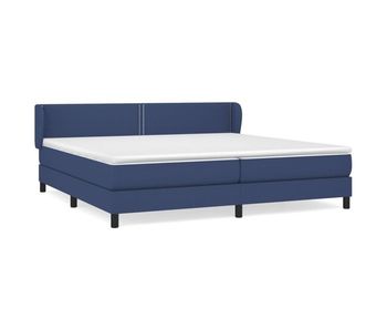 Cama box spring con colchón tela azul 200x200 cm liso con clavos