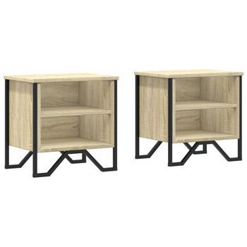 Mesita De Noche Madera De Ingeniería Roble Sonoma 40x30x40 Cm Vidaxl