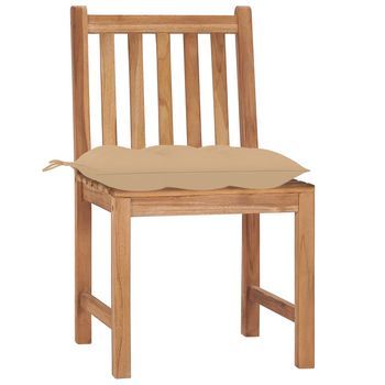 Pack 2 Uds Sillas De Jardín | Silla De Exterior | Sillón Madera Maciza De Teca Con Cojines