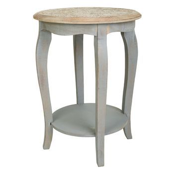 Mesa Auxiliar De Madera Artesanal Gris45x45x60h Cm