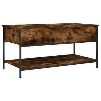 Mesa De Centro，mesa Auxiliar，mesa De Café Madera Ingeniería Metal Roble Humo 100x50x50 Cm