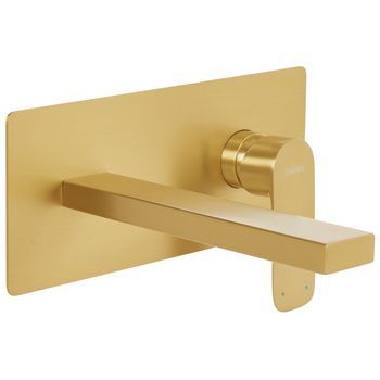 Grifo Monomando De Latón Empotrado Para Lavabo En Pared Dorado Dichato