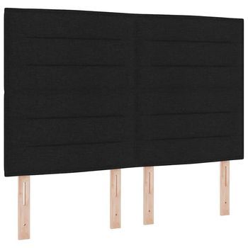 Cama Box Spring Led Con Cabecera Negro 140 X 200 Cm Tela Vidaxl