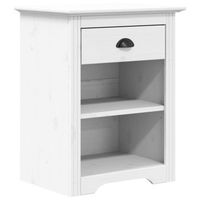 mesita de noche 385x53x67 cm madera maciza de pino madera trabajada - blanco