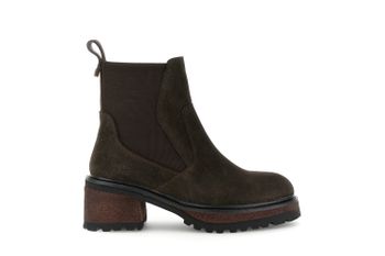 botines chelsea de ante con suela track dark brown