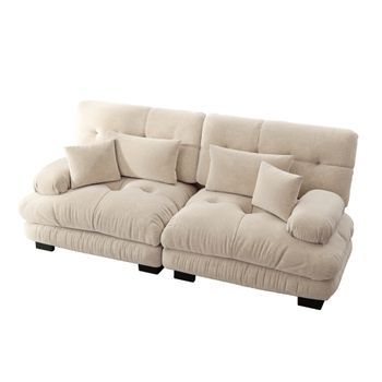 Sofá Esquinero Relajante - Sofá Modular De 2 Plazas - Cine, Salón Y Dormitorio - Beige