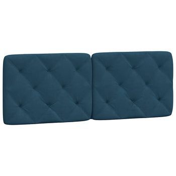 Cabecero De Cama | Panel De Cabecera | Decoración De Pared Acolchado Terciopelo Azul 140 Cm