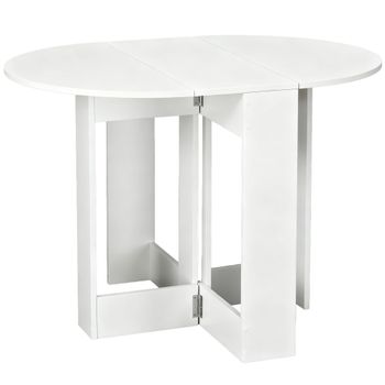 HOMCOM Mesa de Comedor Plegable con 2 Alas Abatibles Mesa Auxiliar de Madera para Cocina Salón 104x76x73,7 cm Blanco   Aosom España