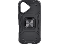 funda movil - isy isc 6106 compatible con iphone 16 resistente a golpes soporte plegable integrado negro