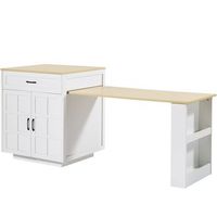 isla de cocina extensible blanca con almacenaje 133-202  70  935 cm
