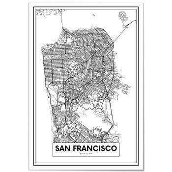 Panorama Cuadro De Metacrilato Mapa De Ciudad San Francisco 70x100 Cm