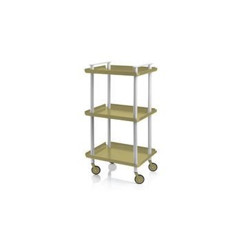 Carrito Auxiliar Leky, Armazón Gris, 3 Estantes. Multifuncional, Práctico Y Decorativo,acero,verde Oliva