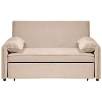 sofa tapizado de tela de 2 plazas con funcion de cama para 2 personas marron claro horma