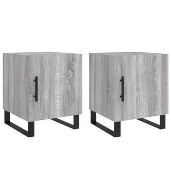 Juego De 2 Mesitas De Noche - Mesillas Madera Ingeniería Gris Sonoma 40x40x50 Cm Mc4533