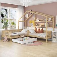 cama cabana 90x200140x70 natural maciza cajones estantes somier lamas barrera seguridad estructura l