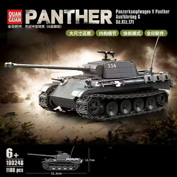 QuanGuan 100246 Bloques de Construcción de Tanque Mediano, 1180 Piezas, Vehículo Militar, Ladrillos DIY, Juguete Coleccionable para Adultos