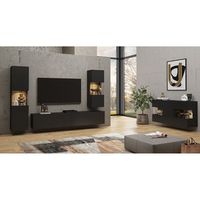 juego de diseno de 4 muebles de salon coleccion eva color negro y roble